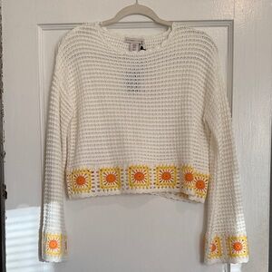 Sincerely Jules White Crochet Sweater Size: XS